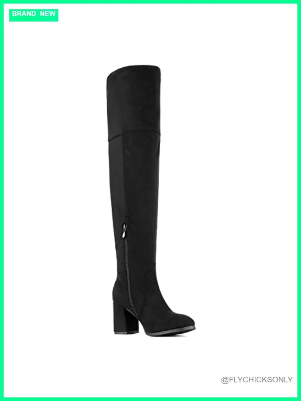 Women's Over-The-Knee Block Heel Boots Faux Suede Stretch Round Toe